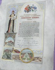 Rare alte Urkunde handgemalt F