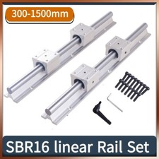 2X SBR16 300mm-4500mm Linearführung Linearwelle Rail + 4X SBR16UU Lagerblock CNC