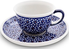 Bunzlauer Keramik Espressotasse Mokkatasse mit Untertasse Set 110 ml Design 120