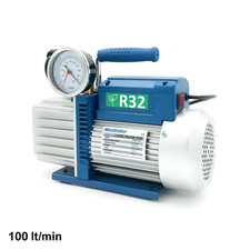 Zweistufige Vakuumpumpe 100 Lt/min Magnetventil und Vakuummeter - gaszugelassen 