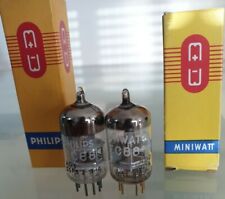 Pair EC88 Philips Miniwatt disk O-getter tubes Röhren Valvola 