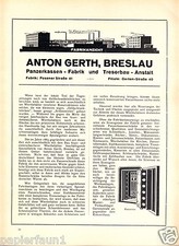 Tresor Fabrik Gerth Breslau Reklame 1923 Panzerschrank Safe Werbung Wroclaw Ad