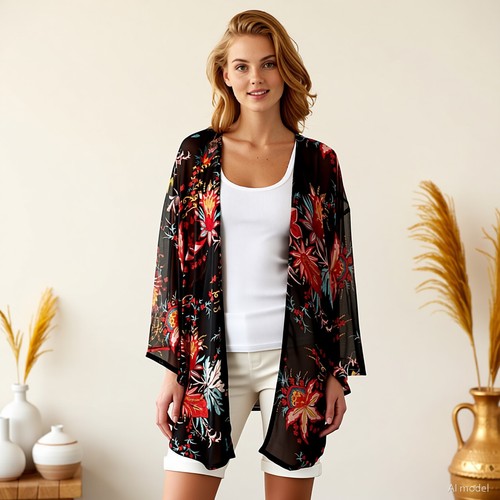 Boho strickjacke mehrfarbig - strickjacke,