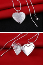 Foto Medaillon -ZUM ÖFFNEN- Bilder Amulett Herz Brosche Anhänger Hals Kette NEU