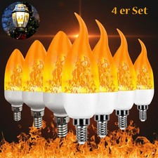 4Stk E14 LED Glühbirne Flammen Effekt Fackel Feuer Kerze Lampe Birne Beleuchtung