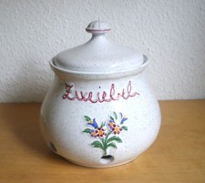 Keramik Zwiebeltopf Zwiebel Aufbewahrung  weiß bemalt Landhaus