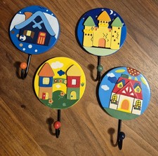 4x Kleiderhaken HOLZ Kinder