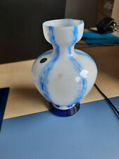 Vase aus Italien - Höhe 21 cm - blau-weiß - dünnes Glas, Vitrinen-Stück