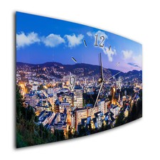 BM Wanduhr 50 cm x 25 cm leises Uhrwerk Funkwanduhr 7979-1a Skyline Stuttgart