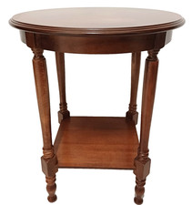 Eleganter runder Beistelltisch Intarsien Vollholz Höhe 59,5 cm, D = 50 cm