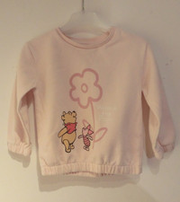 Rosa Sweatshirt Langarm mit Winnie-Pooh Druckbild und Gummizug im Saum Gr. 92