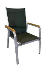 Kettler GRANADA Stapelsessel, silber / anthrazit, Alu / Textilene / Teak