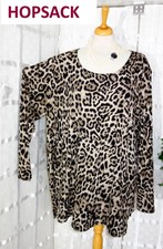 HOPSACK Designer BLUSEN - SHIRT schwarz beige braun LEOPARD Gr. 48 50 52 Leger