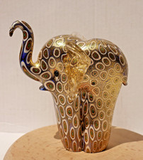 Murano Glas Elefant, Millefiori mit Blattgold, Höhe 9 cm, selten