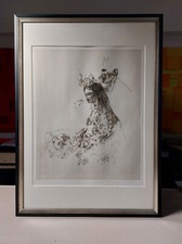 Otto Bachmann Farblithografie "Königin Esther" im Rahmen hinter Passepartout