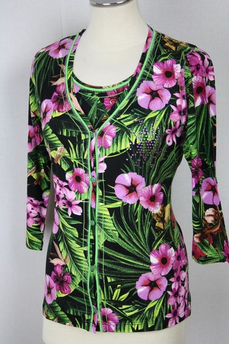 Damen twinset shirt - shirt+jacke, bunt