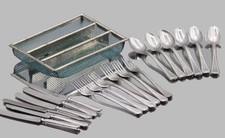 Altes PUPPEN BESTECK mit ALTEN BESTECKKASTEN 19 Teile Puppenstube Puppenküche