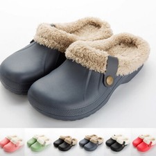 DE Unisex Warm Schuhe Winter Clogs gefüttert Hausschuhe Gartenschuhe Größe DHL