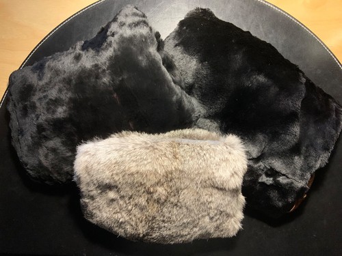 Pelz muffs schwarz und - 3,