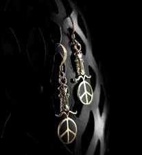 Ohrringe Silber Sterling Onyx schwarz Peace Ohrhänger - markant & ausgefallen