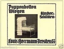 Puppenbett Puppe Wiege Herrmann Dresden Reklame 1912 Kinderschlitten Schlitten