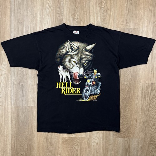 Vintage 90s wolf biker - wolf,
