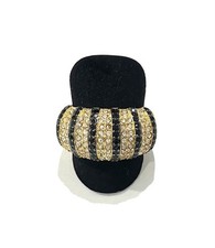 Modeschmuck Ring, vergoldet, simulierte Diamanten, Gr. 63, 4 - 14 mm breit.