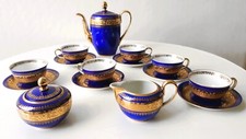 50er PORZELLAN MOKKA-ESPRESSO-SERVICE Rudolf Wächter RW Bavaria-Blau-GOLD 60s