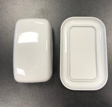 Butterdose aus Porzellan Dose mit Deckel weiß Butterglocke Halbes Stück Butter