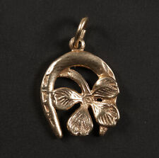 schöner 585er Gelbgold Anhänger Glück Hufeisen Kleeblatt