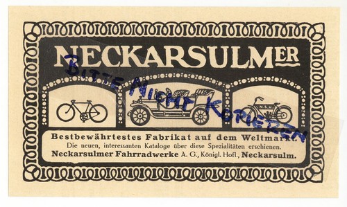 Neckarsulm werbung 1911 - werbung, 1911,