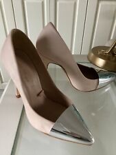 Zara Pumps High Heels Silberne Metallspitze Stilettoabsatz Velours Beige Gr. 36