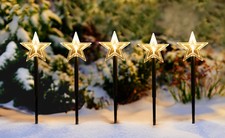 Garten Leuchtstäbe Stern - 5er Set LED Gartenstecker - Balkon Weihnachts Deko