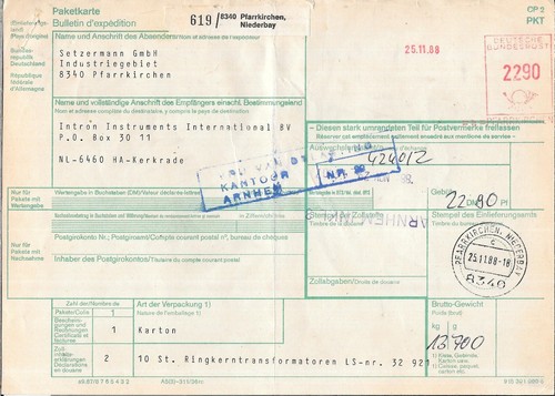 Auslands paketkarte 8340 - paketkarte,