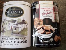 Glengoyne und Glenfarclas,2 Blechdosen für Whisjy Fudges,ohne Inhalt, dekorativ.