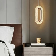 LED Pendelleuchte Modern LED Kristall Hängeleuchte, Golden Oval Pendellampe