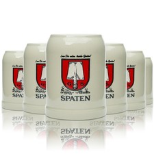 6x Spaten Bier Krug 0,5l Tonkrug Keramik Steingut Glas Brauerei Seidel Humpen