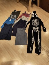 Skelett Jumpsuit, Schlafoverall mit Kapuze 9/10 Jahre, 134/140