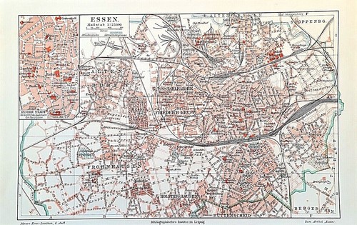 Alte lithographie stadtplan - lithographie,,