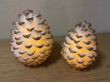 LED Tannenzapfen 2er Set weiß