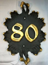 Hausnummer "80" Schmiedeeisen kunstvoll vergoldet