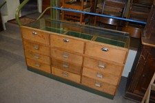 Tresen Vitrine Ladeneinrichtung Büroschrank um 1900 150 x 60 x 85 Eiche display