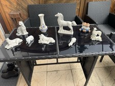 Porzellanfiguren Tiere Vase 90er Jahre Vintage alt weiß 9 tlg.