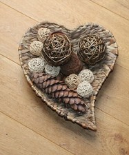 Dekoration Deko Korb Rattankorb Flechtkorb Herz inkl. Füllung | Maße ca. 40x33cm