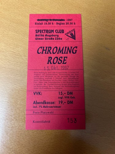 Chroming rose konzertkarte - chroming,