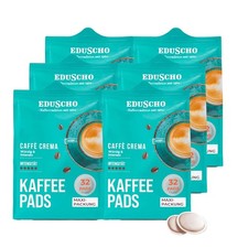Eduscho Kaffeepads Vorratspack Maxi Packung, Caffè Crema, 192 Pads – 6 x 32 Pads