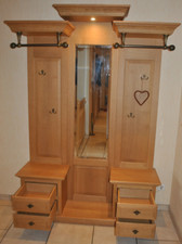Wand-Garderobe Eiche Vollmassiv Form+Stil mit Schubladen Spiegel  Facettenschlif