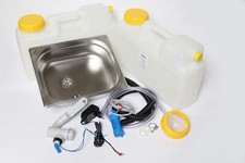 230V Miniküche Campingküche Küchenblock Bausatz Spüle 325x265x100mm Barwig Grau