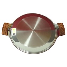 SuS Inox Sus Tortenplatte Edelstahl mit Palisandergriffen 38 in OVP 