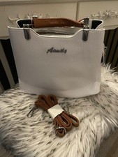 Damenhandtasche Schultertasche Umhängetasche Leder Weiß Braun